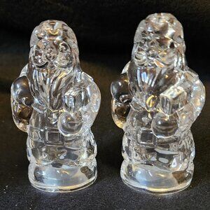 Vintage 4" Gorham Heavy Clear Crystal Santa Salt & Pepper Shakers